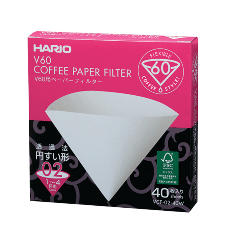Hario V60 Papirfilter 02, 40 stk. i Boks
